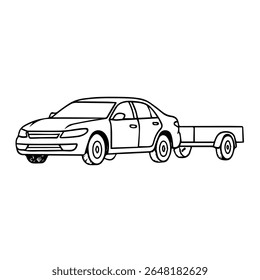 car with trailer line icon vector on white background
Vector line icon on white background