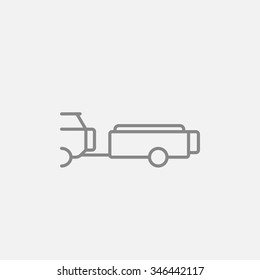 Car With Trailer Line Icon For Web, Mobile And Infographics. Vector Dark Grey Icon Isolated On Light Grey Background.