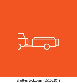 Car with trailer line icon for web, mobile and infographics. Vector white icon isolated on red background.