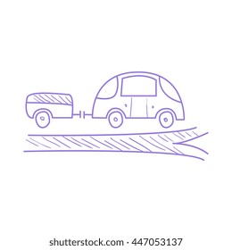 Car With Trailer On The Road