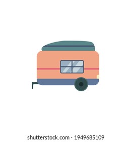 Remolque de coche sobre ruedas para acampar y trotar ilustración vectorial de dibujos animados aislados.