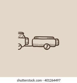 Car with trailer sketch icon.