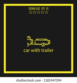car with trailer sketch vector icon