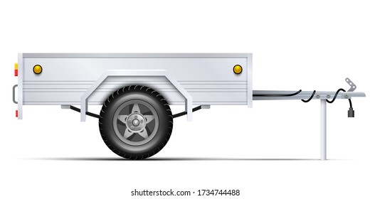 Car trailer. Trailer template with blank area. Side view. Vector illustration.