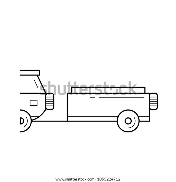 Car trailer vector line icon isolated on white\
background. Car trailer line icon for infographic, website or app.\
Icon designed on a grid\
system.