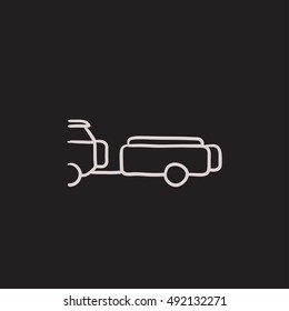 Car with trailer vector sketch icon isolated on background. Hand drawn Car with trailer icon. Car with trailer sketch icon for infographic, website or app.