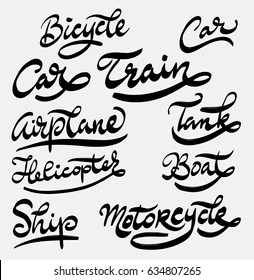Car and train hand written typography. Good use for logotype, symbol, cover label, product, brand, poster title or any graphic design you want. Easy to use or change color 