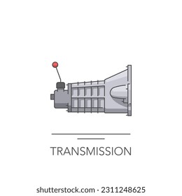 Icono de transmisión del coche. Caja de cambios manual o automática. Icono de color de contorno sobre blanco. Ilustración del vector