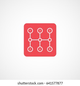 Car Transmission Red Flat Icon On White Background