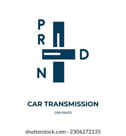 icono del vector de transmisión del coche. transmisión de coches, auto, iconos cargados de transmisión del concepto de piezas de coche planas. Icono de glifo negro aislado, elemento de símbolo de ilustración vectorial para diseño web y móvil 