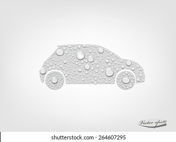 Car From Transparent Water Drop Vector, Car Clean Emission Concept