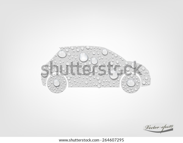 car from transparent water drop vector, car clean\
emission concept