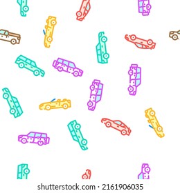 Car Transport Different Body Type Vector Seamless Pattern Color Line Illustration