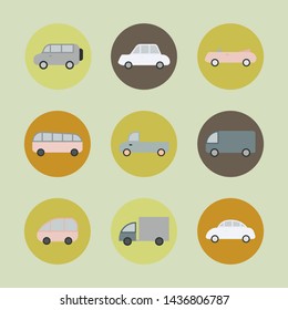 Car transport icon pictogram symbol  set in gold tones isolated on a background  flat  style