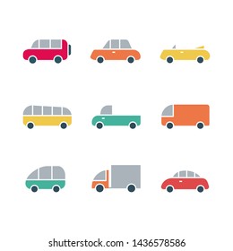 Car transport icon,sign,pictogram,symbol  color set isolated on a white background in  flat  style