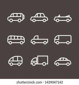 Car transport icon,sign,pictogram,symbol  set in blue tones isolated on a background  flat  style