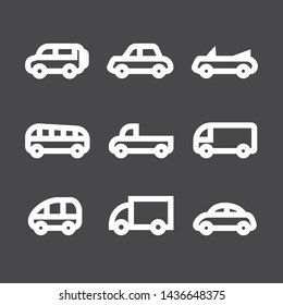 Car transport icon,sign,pictogram,symbol  set isolated on a background  bold line   style