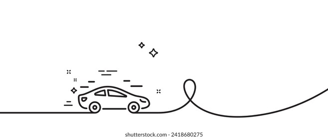 Car transport line icon. Continuous one line with curl. Transportation vehicle sign. Driving symbol. Car single outline ribbon. Loop curve pattern. Vector