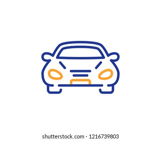 Car transport line icon. Transportation vehicle sign. Driving symbol. Colorful outline concept. Blue and orange thin line color icon. Car Vector