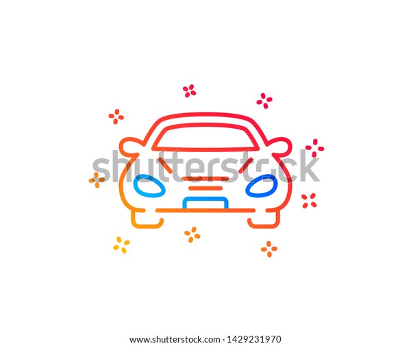 Car transport line icon. Transportation vehicle\
sign. Driving symbol. Gradient design elements. Linear car icon.\
Random shapes. Vector