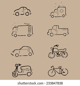 Car and transportation drawing icons