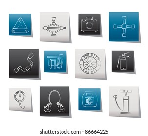 car and transportation equipment icons - vector icon set