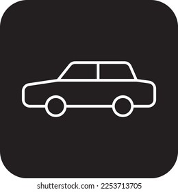 CAR Transportation icon with black filled line style. Vehicle, symbol, business, transport, line, outline, travel, automobile, editable, pictogram, isolated, flat. Vector illustration