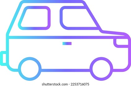 Car Transportation icon with blue gradient outline style. Vehicle, symbol, transport, line, outline, station, travel, automobile, editable, pictogram, isolated, flat. Vector illustration