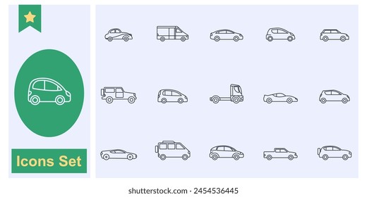 car transportation icon set symbol collection, logo isolated vector illustration