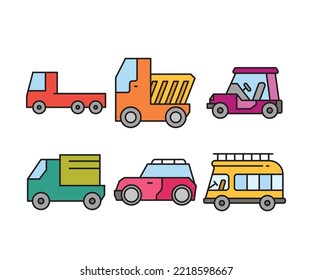 car and transportation icons set illustration