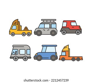 car and transportation icons set vector illustration