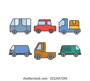 car and transportation icons set vector illustration