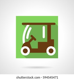 Car for transportation on golf course. Flat color vector icon