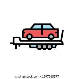 car transportation trailer color icon vector. car transportation trailer sign. isolated symbol illustration