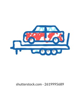 carro transporte reboque ícone doodle esboço vetor. carro transporte reboque sinal. símbolo isolado ilustração