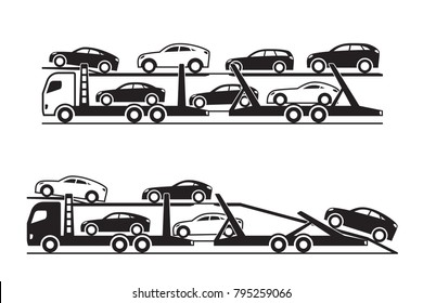 Car transporter trucks - vector illustration