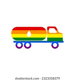 Car transports Oil sign. Rainbow gay LGBT rights colored Icon at white Background. Illustration.