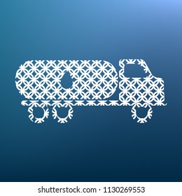 Car transports Oil sign. Vector. White textured icon at lapis lazuli gradient background.