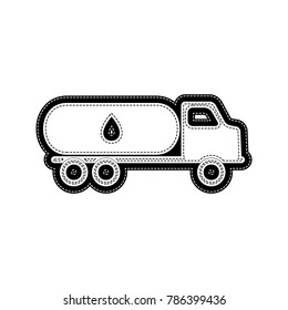 Car transports Oil sign. Vector. Flat style black icon on white.