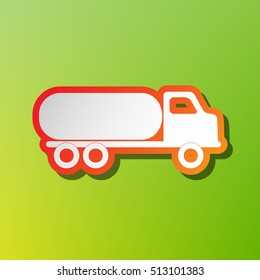 Car transports sign. Contrast icon with reddish stroke on green background.