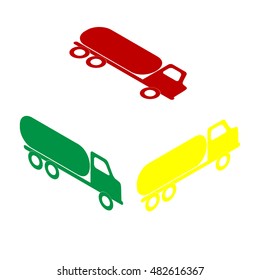 Car transports sign. Isometric style of red, green and yellow icon.