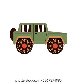 Car for travel and adventure on white background. Hiking clipart. Flat vector illustration.