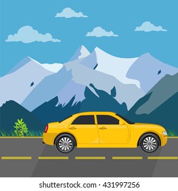 Car travel concept, vector illustration