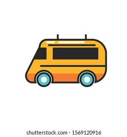 Car Travel Design Element of Isolated Modern Icon with Various Colored Symbol on White Background Style