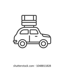 Car travel, journey line icon.