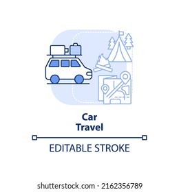 Car travel light blue concept icon. Family leisure, vacation. Quality time together abstract idea thin line illustration. Isolated outline drawing. Editable stroke. Arial, Myriad Pro-Bold fonts used