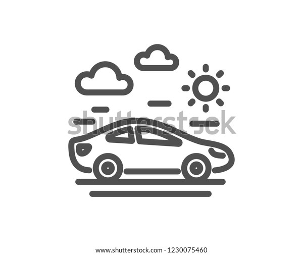 Car travel line icon. Trip transport sign.\
Holidays vehicle symbol. Quality design flat app element. Editable\
stroke Car travel icon.\
Vector