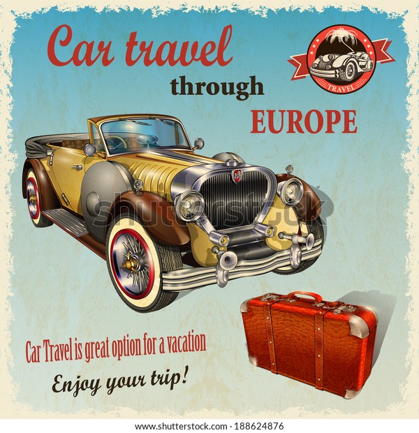 Car travel retro\
poster.