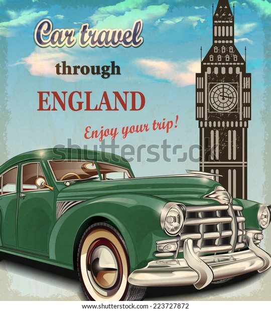 Car travel retro\
poster.