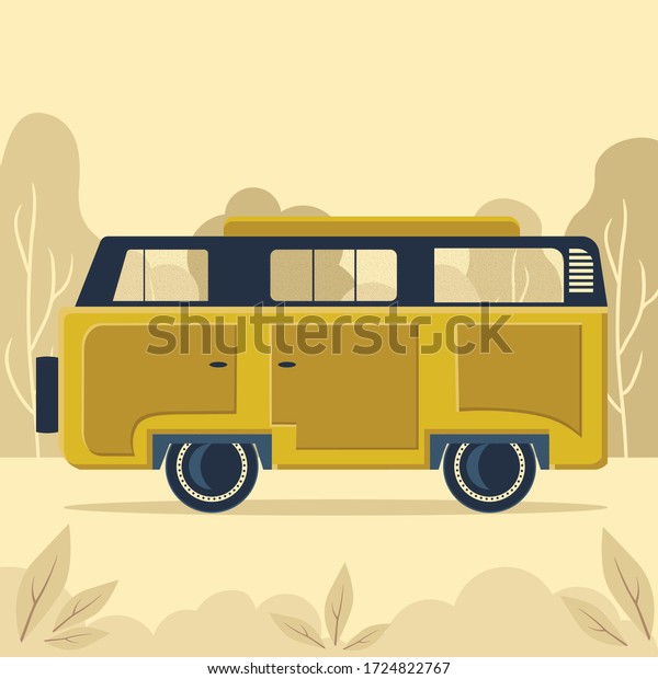 car for travel, trailer on wheels, a beautiful\
poster for travel